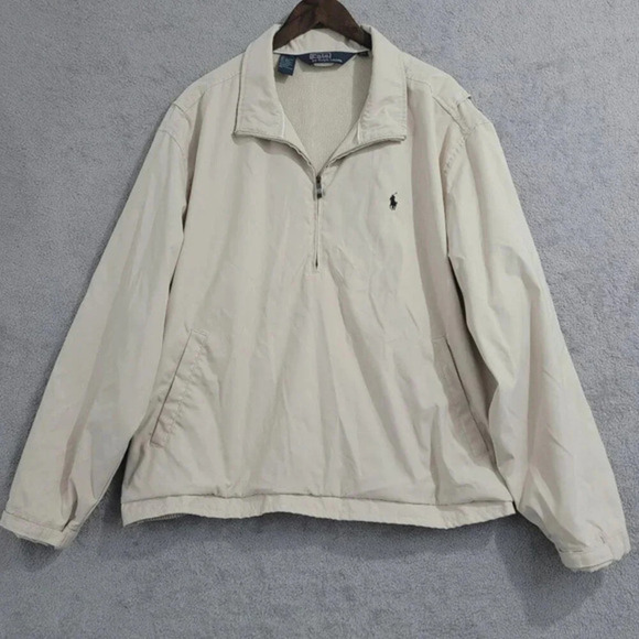 EUC Polo‎ Ralph Lauren Beige Windbreaker Men's Jacket XXL Polyester 4CT - Picture 1 of 9